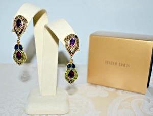 New $130 HEIDI DAUS "Nouveau Antiquity" Amethyst Crystal CLIP-ON Earrings - Picture 1 of 5