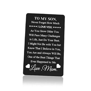 To Son Inspirational Gifts from Mom Dad Engraved Wallet Card Inspirational - Picture 1 of 8