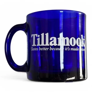 Collectible Cobalt Blue Glass 12oz Coffee Mug Tillamook County Creamery Assoc. - Picture 1 of 9