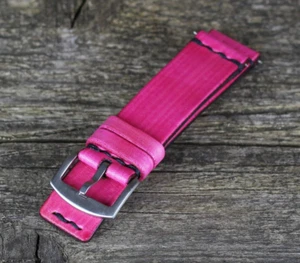 Leather watch strap 18 - 24mm, Pink watch band, Leather strap. - Picture 1 of 8
