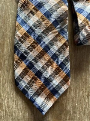 Corbata Ralph Lauren para hombre naranja azul gris cuadros a cuadros  Foto 1 de 4