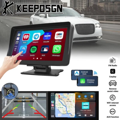 For Chrysler Touch Screen Wireless A/pple Android Carplay Stereo Radio Portable - Image 1 of 4