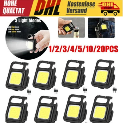 1-20x COB Taschenlampe Wiederaufladbare Schlüsselanhänger Licht Magnet LED Lampe - Bild 1 von 4