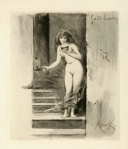 ❤️ 1891 Joseph Apoux estampe originale femme vierge sagesse folie Pincebourde - Picture 1 of 2