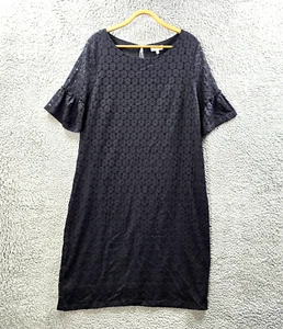 New Capture Womens Shift Midi Dress Size 20 Black Lace Short Sleeve Round Neck - Picture 1 of 14