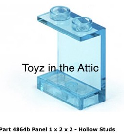 Lego 1x 4864b Trans-Light Blue Panel 1 x 2 x 2 - Hollow Studs