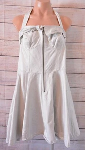 Hi There Karen Walker Dress Womens Size 14 Grey Silver Exposed Zip Halter - Picture 1 of 8