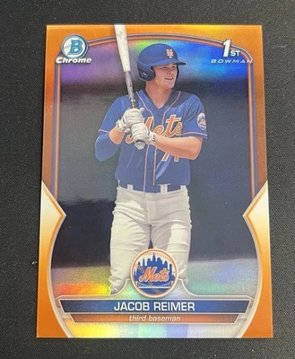 2023 Bowman Draft 1st Jacob Reimer True Orange Refractor /25 - Image 1 of 2