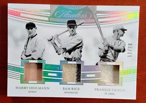 2022 Panini Harry Heilmann Sam Rice Frankie Frisch Game Used Bat Jersey Relic - Picture 1 of 2