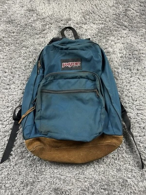 复古 Jansport 背包 美国制造 皮革 90 年代 独特 罕见颜色 — 第 1/4 张图片