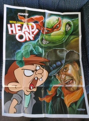 Sega Konami Head on Poster! TMNT Hyper Stone Heist - Sunset Riders - Tiny Toons - Image 1 of 4