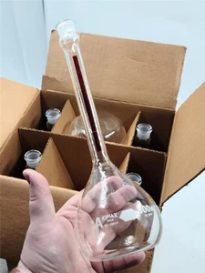 Lot of 6 New Kimble Kimax Red Stripe Lab Flask Vol. A #28013 500ml with Stoppers - Picture 1 of 6