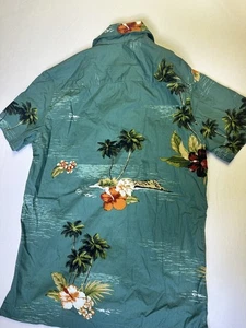 Camicia 28 Palme Uomo XS Blu Ibisco Floreale Palma Hawaiana Bottoni Cotone #125 - Foto 1 di 8