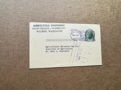 US University Meter Card (80) +1954 State College Washington +Pullman WA Purple - Image 1 of 2