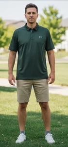 Camisa polo Under Armour para hombre calce holgado HeatGear verde oscuro talla XL - Imagen 1 de 9