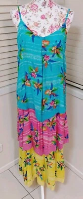 Ruby Yaya Bahamas Tiered Maxi Dress Colorful Sequin Floral NWT $90 SZ S 10 -12 - image 1 of 4