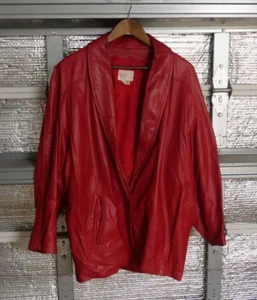 1980's Vintage Vakko Red Leather women Jacket Medium - Picture 1 of 6