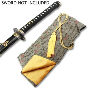 BOLSO ESPADA JAPONESA BORDADO EN SEDA NEGRA Y DORADA CON CORBATA DE CUERDA DORADA - Imagen 1 de 1