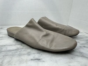 Vince Oren Gray Leather Slip On Mules Shoes 5 Women Flats Shoes Neutral Almond - Picture 1 of 12