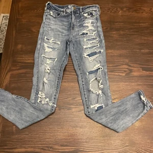 American Eagle Next Level Stretch High Rise Jegging Women's 10 Distressed - Picture 1 of 8
