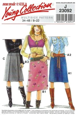 Neue Mode 23092 A-Line Skirts w Contrast Waistband, Box Pleats Sz 8-22 UNCUT - Image 1 of 4