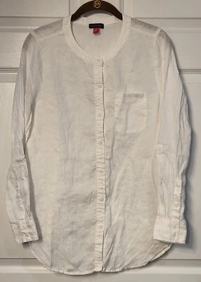 Vince Camuto White Linen Shirt Size Small - Image 1 of 4