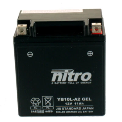 Battery for Kawasaki Z 250 C KZ250C 1980 Nitro YB10L-A2 GEL Enclosed - Image 1 of 3