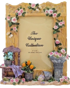 THE UNIQUE COLLECTION 3-D Garden Design Photo Frame - 4" x 6" Picture - NEW - Picture 1 of 10