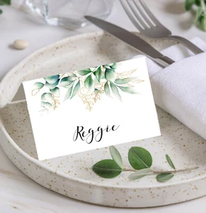 PERSONALISED Place Cards Wedding Name Meal Table Setting Greenery Foliage PC29 - Picture 1 of 2