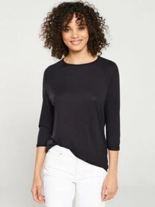 VERY LADIES THREE QUARTER SLEEVED RAGLAN TOP BLACK (ref 400) SALE - Picture 1 of 3
