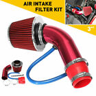 Car Cold Air Intake Filter Induction Pipe Power Flow Hose System Accessory Red