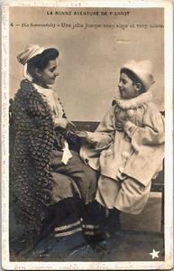 Payasos Pierrot La Bonne Aventure de Pierrot de colección RPPC B142 - Imagen 1 de 2