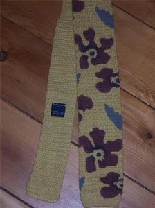 Retro 70er Baumwolle Strick Socken Krawatte goldgelb mit Blumen Made in USA NEU - Bild 1 von 1
