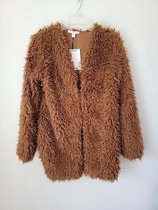 Chelsea And Theodore Teddy Bear Coat Jacket Small Brown Fuzzy New $118 - Picture 1 of 13