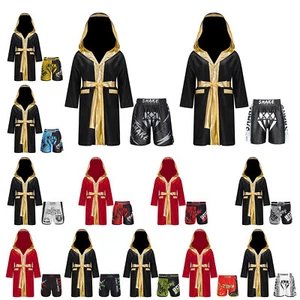 Kids Boys Robes With Shorts Stylish Cloak And Belt Set Fancy Boxing Outfit Trim - Picture 1 of 91