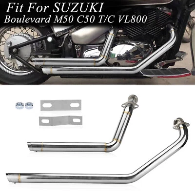 Shortshots Staggered Exhaust Pipes System For Suzuki Boulevard M50 C50 T/C VL800 - Image 1 of 4