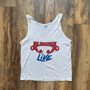 Vintage Alabama Live Shirt Large White 1988 Tour 80s Rock Tank Top Sleeveless - Picture 1 of 13