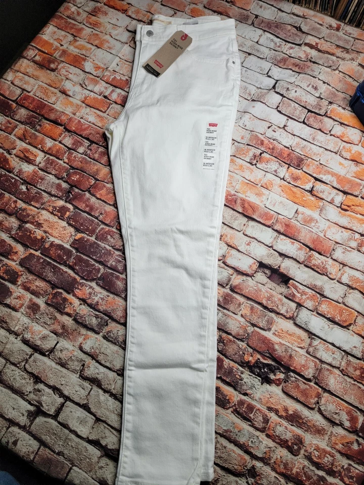 Levi's 721 High Rise Skinny White Stretch Jeans Women’s 16 Medium 33x30