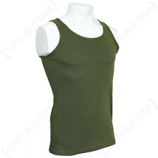 Olive Green Army Tank Top - Military Vest Mens 100% Cotton Vietnam WW2 Style