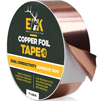 Copper Foil Tape with Conductive Adhesive for Guitar & EMI Shielding (1" x 66') - Image 1 of 4
