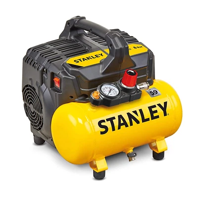 Stanley Compressore aria silenziato a secco 6 Litri 1 Hp 59dB DST 100/8/6 - Immagine 1 di 3