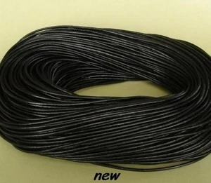 1.5mm Black Genuine Round Cow Leather cf33 Cord String DIY Bracelet Necklace - Picture 1 of 1