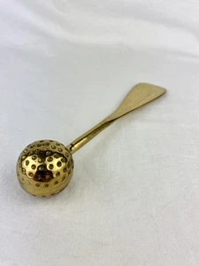 Vintage Solid Brass Metal Golf Ball End Shoe Horn Gold Sports Shoespooner Golfer - Picture 1 of 10