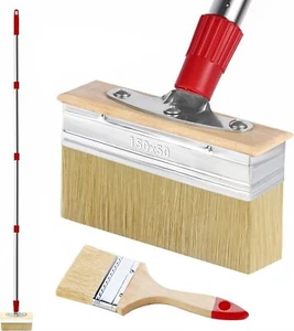 60" Long Handle 6" Decking Paint Brush Deck Stain Applicator with 3" Paint Brush - Picture 1 of 7