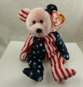 Ty Spangle beanie baby birthday June 1999 patriotic red white blue stars - Picture 1 of 4