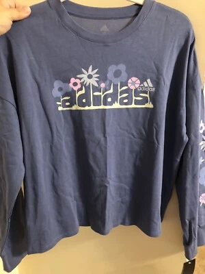 Adidas New Long Sleeve Shirt Adidas Logo Floral Girls XL - Image 1 of 4