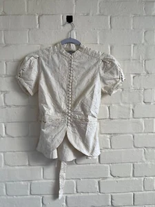 BCBG MAXAZRIA 100% Cotton Embroidered Top/Blouse Fitted Steampunk Size XS - Picture 1 of 24