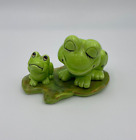 Vintage 1993 Lefton Frog and Baby on Lilly Pad Figurine