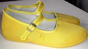 Mary Jane Ballet Cotton Canvas Yoga Shoes-Made In China-Yellow - Picture 1 of 6