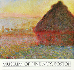 MONET 1989 Rare Museum Poster GRAINSTACK AT SUNSET Museum of Fine Arts Boston